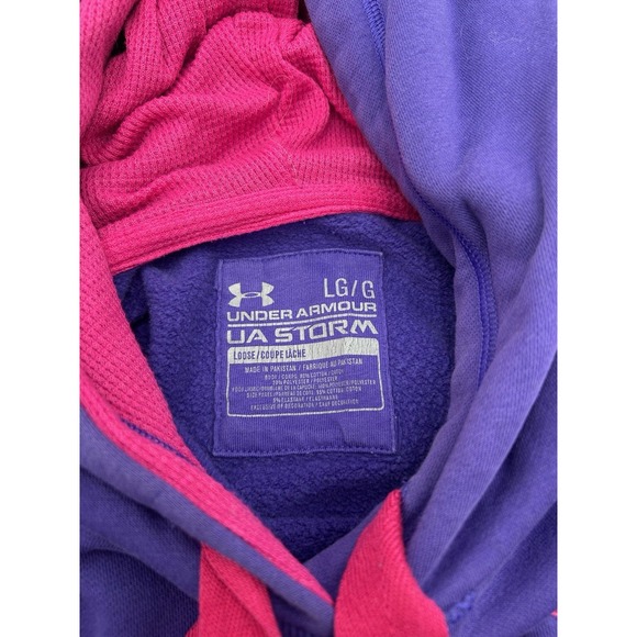 Under Armour Purple & Pink Hoodie Sweatshirt UA Storm Fleece Women's Size Large - Picture 5 of 10